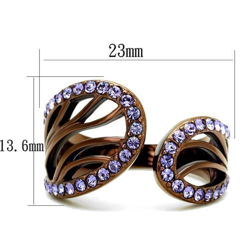 Womens Coffee Brown Ring Anillo Cafe Para Mujer 316L Stainless Steel with Top Grade Crystal in Tanzanite Cesena - Jewelry Store by Erik Rayo