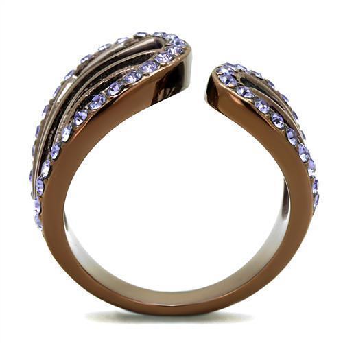Womens Coffee Brown Ring Anillo Cafe Para Mujer 316L Stainless Steel with Top Grade Crystal in Tanzanite Cesena - Jewelry Store by Erik Rayo