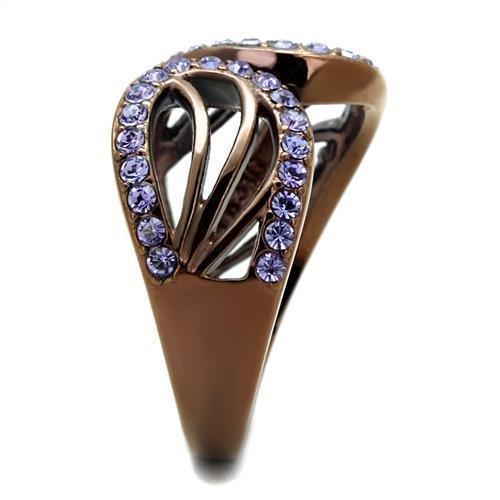 Womens Coffee Brown Ring Anillo Cafe Para Mujer 316L Stainless Steel with Top Grade Crystal in Tanzanite Cesena - Jewelry Store by Erik Rayo