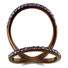 Load image into Gallery viewer, Womens Coffee Brown Ring Anillo Cafe Para Mujer 316L Stainless Steel with Top Grade Crystal in Tanzanite Sarno - Jewelry Store by Erik Rayo
