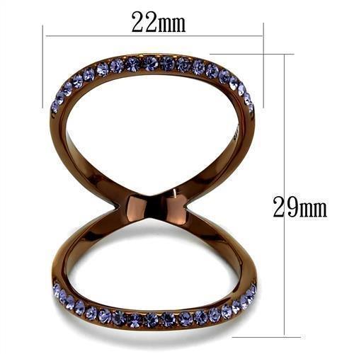 Womens Coffee Brown Ring Anillo Cafe Para Mujer 316L Stainless Steel with Top Grade Crystal in Tanzanite Sarno - Jewelry Store by Erik Rayo