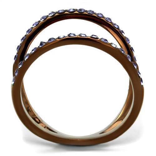 Womens Coffee Brown Ring Anillo Cafe Para Mujer 316L Stainless Steel with Top Grade Crystal in Tanzanite Sarno - Jewelry Store by Erik Rayo
