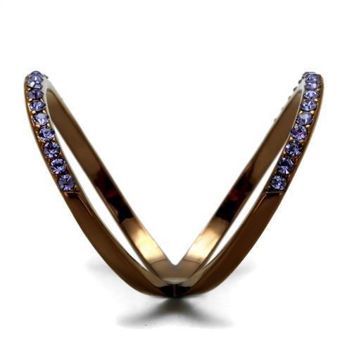 Womens Coffee Brown Ring Anillo Cafe Para Mujer 316L Stainless Steel with Top Grade Crystal in Tanzanite Sarno - Jewelry Store by Erik Rayo