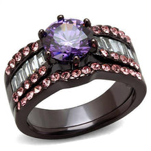 Load image into Gallery viewer, Coffee Brown Rings for Women Anillo Cafe Para Mujer Stainless Steel with AAA Grade CZ in Amethyst Capua Greco - Jewelry Store by Erik Rayo
