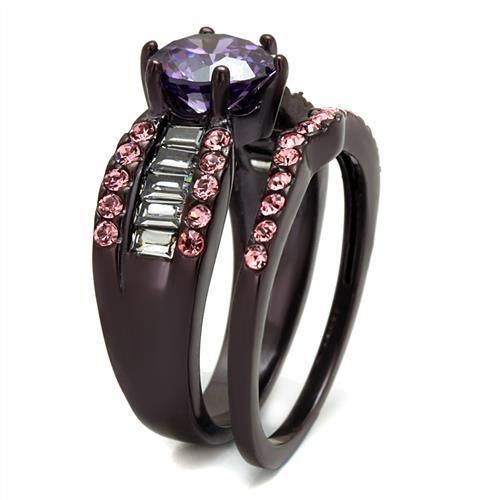 Coffee Brown Rings for Women Anillo Cafe Para Mujer Stainless Steel with AAA Grade CZ in Amethyst Capua Greco - Jewelry Store by Erik Rayo