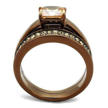 Load image into Gallery viewer, Coffee Brown Rings for Women Anillo Cafe Para Mujer Stainless Steel with AAA Grade CZ in Champagne Tirreni - Jewelry Store by Erik Rayo
