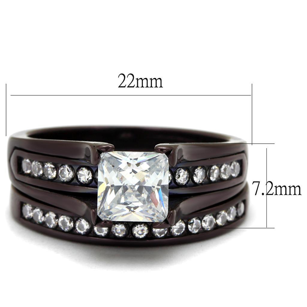 Womens Coffee Brown Ring Anillo Cafe Para Mujer Stainless Steel with AAA Grade CZ in Clear Abruzzi - Jewelry Store by Erik Rayo