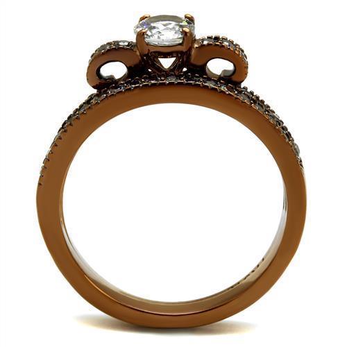 Coffee Brown Rings for Women Anillo Cafe Para Mujer Stainless Steel with AAA Grade CZ in Clear Ardea - Jewelry Store by Erik Rayo