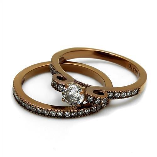 Coffee Brown Rings for Women Anillo Cafe Para Mujer Stainless Steel with AAA Grade CZ in Clear Ardea - Jewelry Store by Erik Rayo