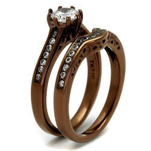 Load image into Gallery viewer, Womens Coffee Brown Ring Anillo Cafe Para Mujer Stainless Steel with AAA Grade CZ in Clear Avezzano - Jewelry Store by Erik Rayo
