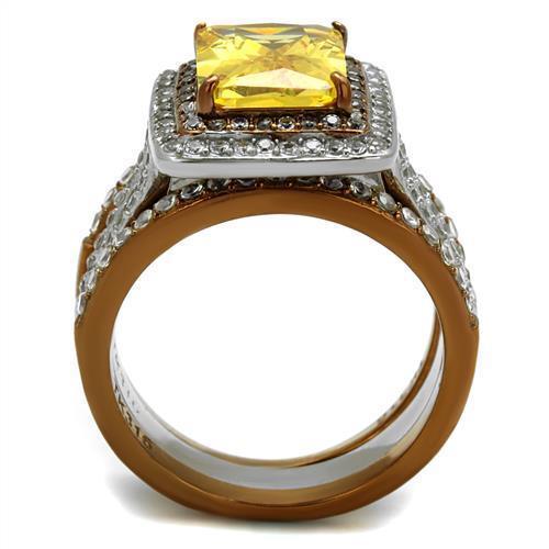 Coffee Brown Rings for Women Anillo Cafe Para Mujer Stainless Steel with AAA Grade CZ in Topaz Civita - Jewelry Store by Erik Rayo