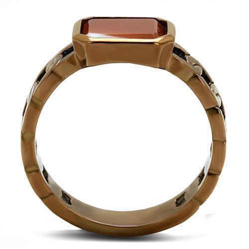 Coffee Brown Rings for Women Anillo Cafe Para Mujer Stainless Steel with Semi-Precious Agate in Siam Sora - Jewelry Store by Erik Rayo