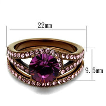 Load image into Gallery viewer, Coffee Brown Rings for Women Anillo Cafe Para Mujer Stainless Steel with Top Grade Crystal in Amethyst Argeta - Jewelry Store by Erik Rayo
