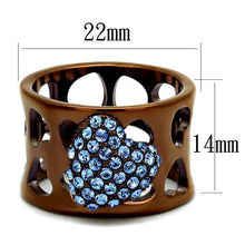 Load image into Gallery viewer, Coffee Brown Rings for Women Anillo Cafe Para Mujer Stainless Steel with Top Grade Crystal in Aquamarine Forio - Jewelry Store by Erik Rayo
