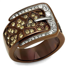 Load image into Gallery viewer, Coffee Brown Rings for Women Anillo Cafe Para Mujer Stainless Steel with Top Grade Crystal in Citrine Yellow Guastalla - Jewelry Store by Erik Rayo
