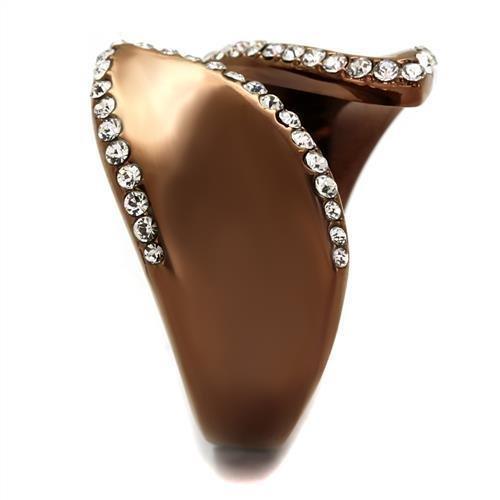 Coffee Brown Rings for Women Anillo Cafe Para Mujer Stainless Steel with Top Grade Crystal in Clear Arco - Jewelry Store by Erik Rayo