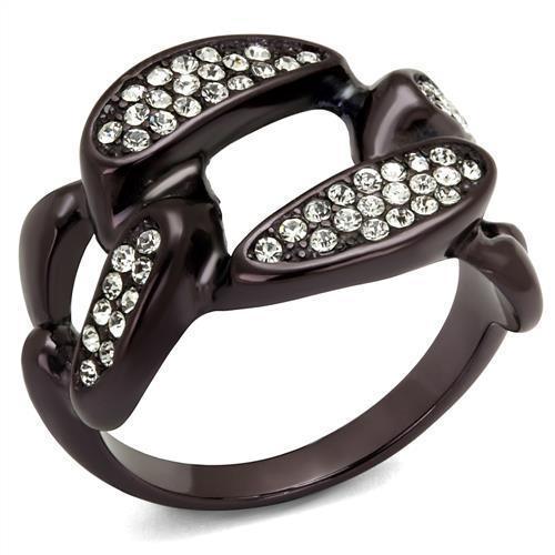 Coffee Brown Rings for Women Anillo Cafe Para Mujer Stainless Steel with Top Grade Crystal in Clear Calabria - Jewelry Store by Erik Rayo