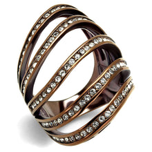 Load image into Gallery viewer, Coffee Brown Rings for Women Anillo Cafe Para Mujer Stainless Steel with Top Grade Crystal in Clear Latina - Jewelry Store by Erik Rayo
