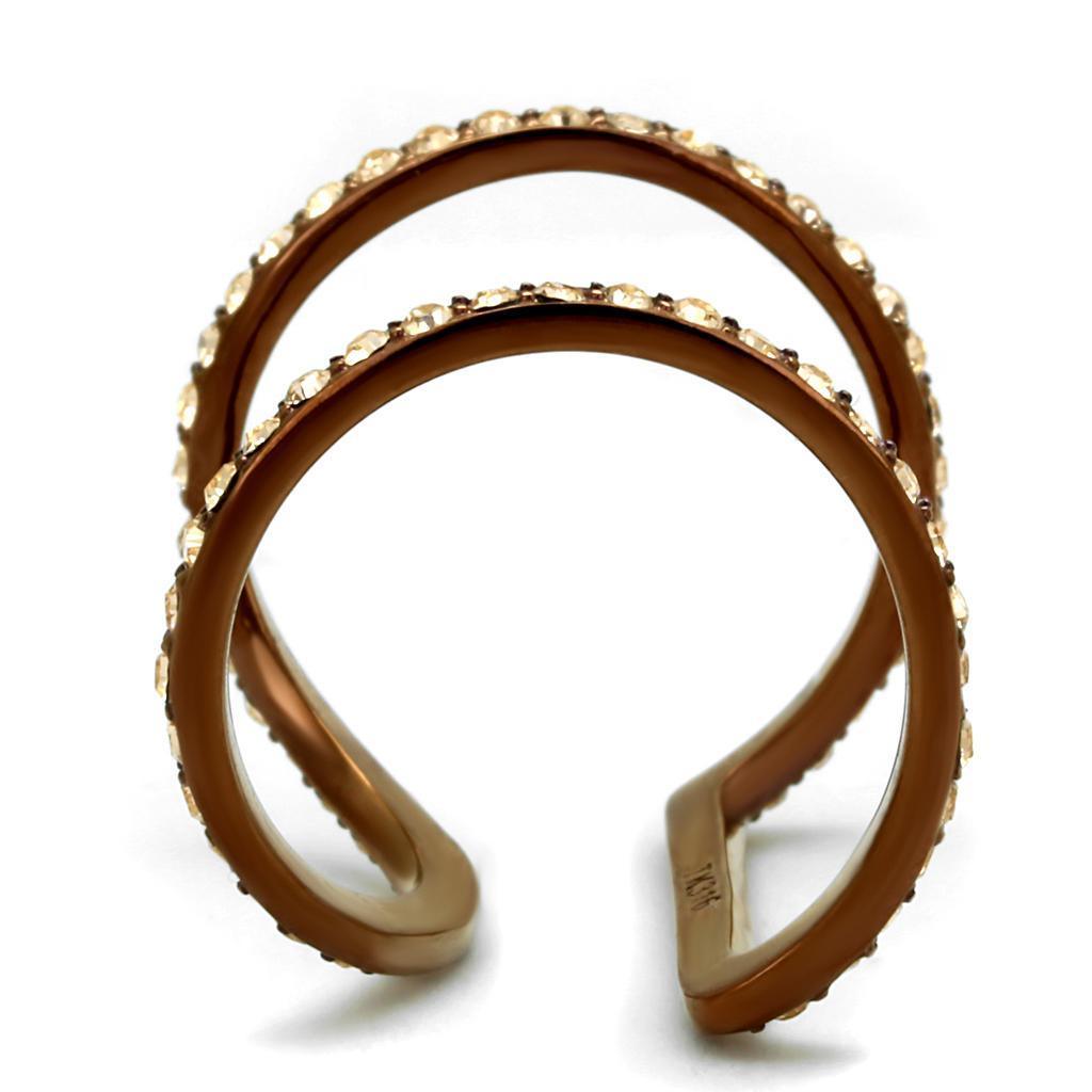 Coffee Brown Rings for Women Anillo Cafe Para Mujer Stainless Steel with Top Grade Crystal in Light Peach Venezia - Jewelry Store by Erik Rayo