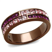 Load image into Gallery viewer, Coffee Brown Rings for Women Anillo Cafe Para Mujer Stainless Steel with Top Grade Crystal in Multi Color Giulia - Jewelry Store by Erik Rayo
