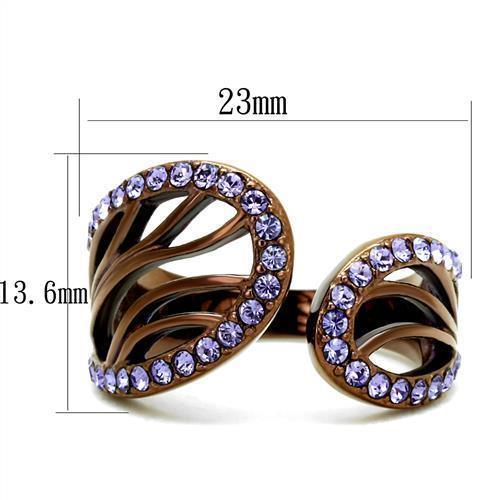 Coffee Brown Rings for Women Anillo Cafe Para Mujer Stainless Steel with Top Grade Crystal in Tanzanite Cesena - Jewelry Store by Erik Rayo