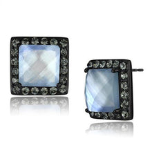 Load image into Gallery viewer, Womens Earrings Black Stainless Steel with Precious Stone Conch in Aquamarine AB - Jewelry Store by Erik Rayo
