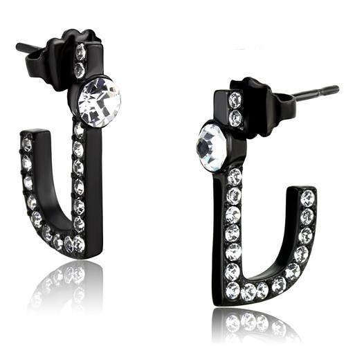 Womens Earrings Black Stainless Steel with Top Grade Crystal - Jewelry Store by Erik Rayo