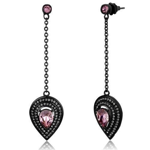 Womens Earrings Black Stainless Steel with Top Grade Crystal - Jewelry Store by Erik Rayo