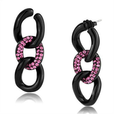 Womens Earrings Black Stainless Steel with Top Grade Crystal - Jewelry Store by Erik Rayo