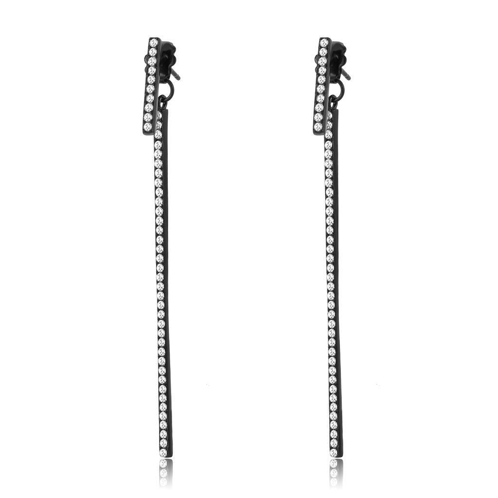 Womens Earrings Black Stainless Steel with Top Grade Crystal - Jewelry Store by Erik Rayo