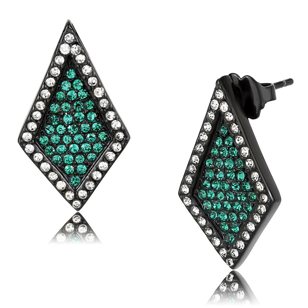 Womens Earrings Black Stainless Steel with Top Grade Crystal - Jewelry Store by Erik Rayo