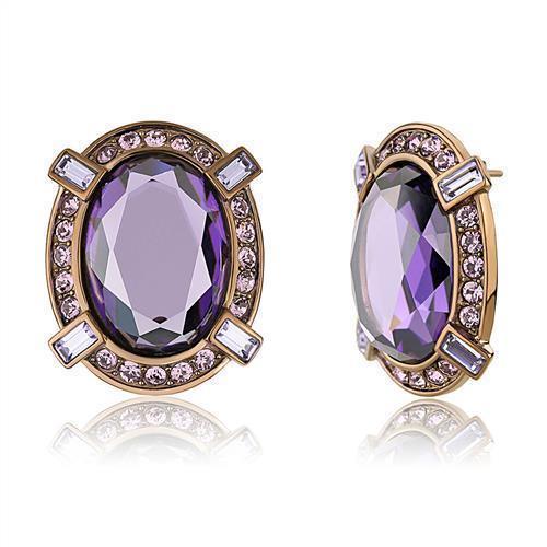 Womens Earrings Coffee Light Stainless Steel with AAA Grade CZ - Jewelry Store by Erik Rayo