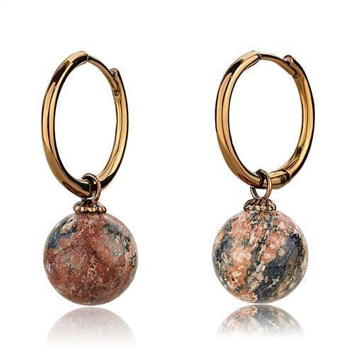Womens Earrings Coffee Light Stainless Steel with SemiPrecious Leopard Stone in Multi Color - Jewelry Store by Erik Rayo