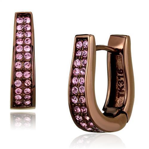Womens Earrings Coffee Light Stainless Steel with Top Grade Crystal - Jewelry Store by Erik Rayo