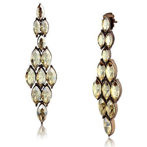 Womens Earrings Coffee Light Stainless Steel with Top Grade Crystal - Jewelry Store by Erik Rayo