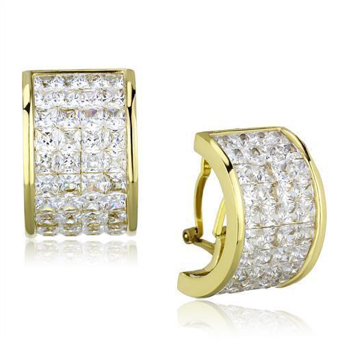 Womens Earrings Gold Stainless Steel with AAA Grade CZ - Jewelry Store by Erik Rayo