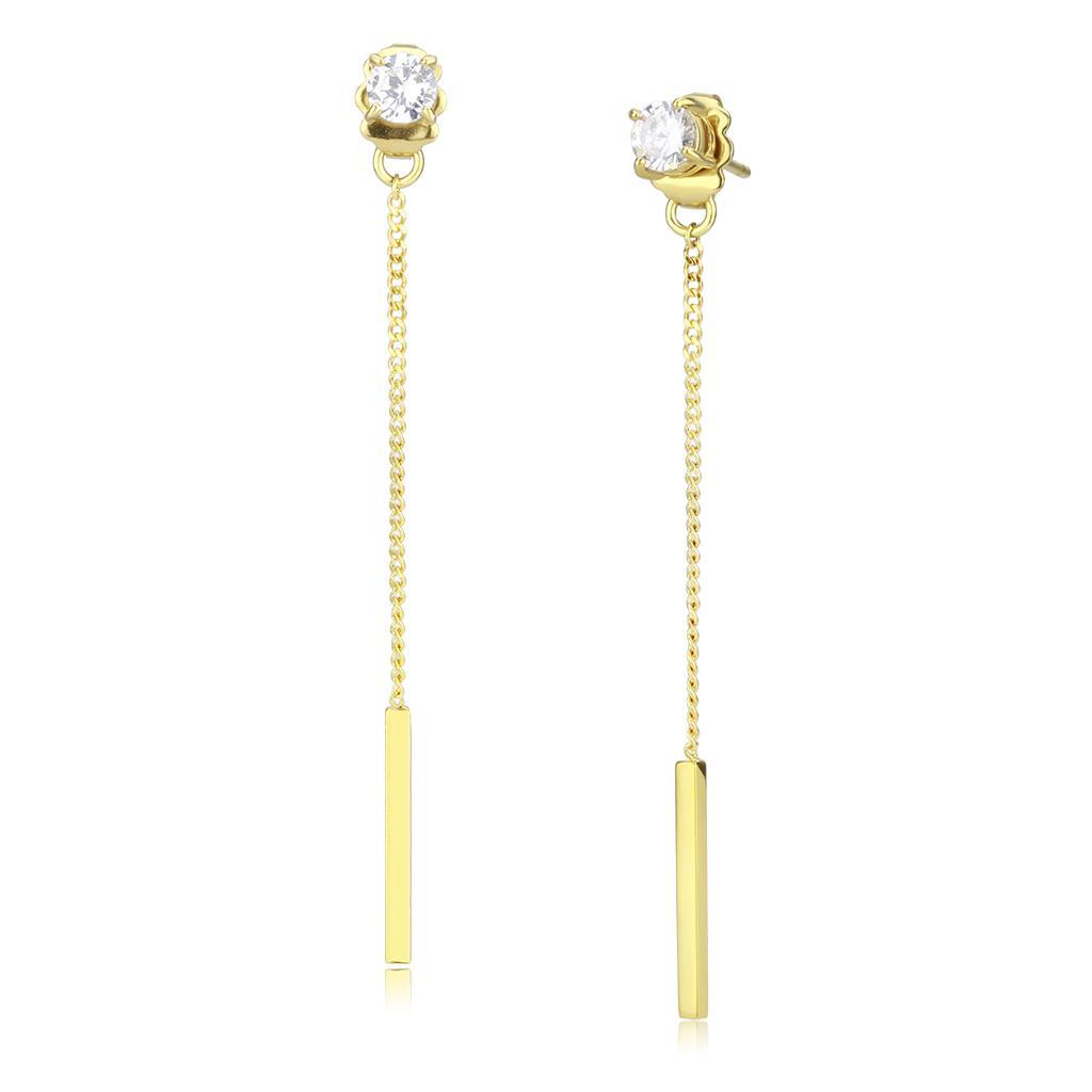 Womens Earrings Gold Stainless Steel with AAA Grade CZ - Jewelry Store by Erik Rayo