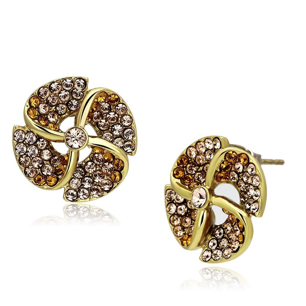 Womens Earrings Gold Stainless Steel with Top Grade Crystal - Jewelry Store by Erik Rayo