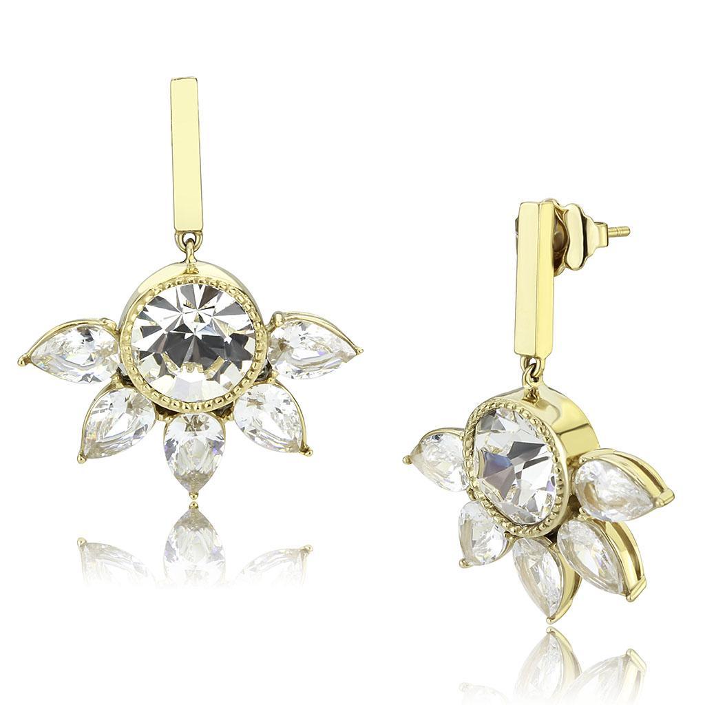 Womens Earrings Gold Stainless Steel with Top Grade Crystal - Jewelry Store by Erik Rayo