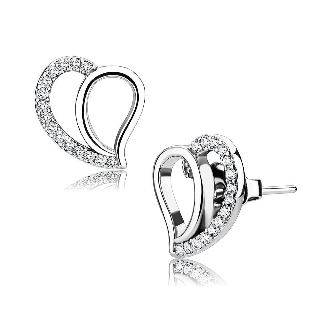 Womens Earrings High Polished Silver (No Plating) Stainless Steel with AAA Grade CZ - Jewelry Store by Erik Rayo