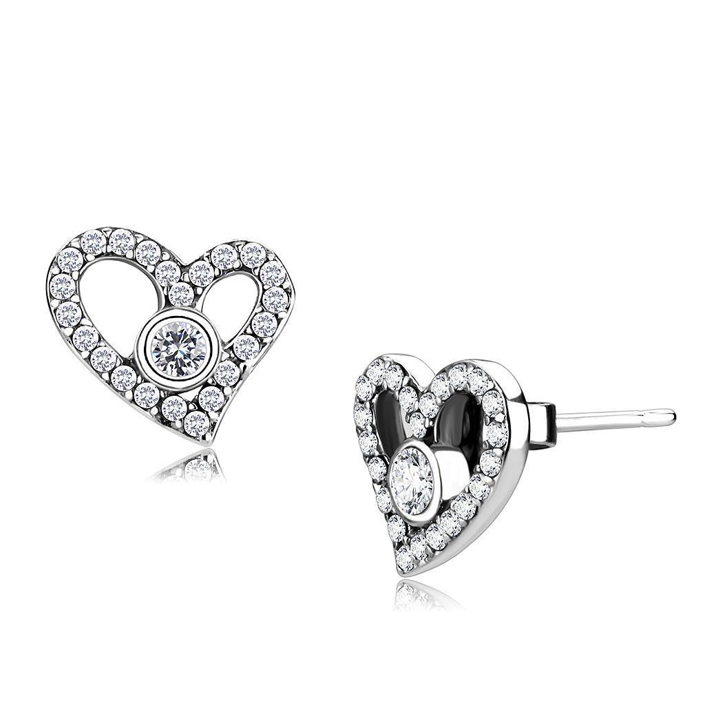 Womens Earrings High Polished Silver (No Plating) Stainless Steel with AAA Grade CZ - Jewelry Store by Erik Rayo