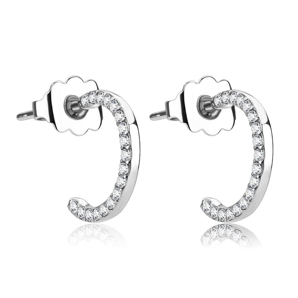 Womens Earrings High Polished Silver (No Plating) Stainless Steel with AAA Grade CZ - Jewelry Store by Erik Rayo