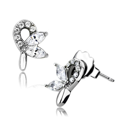 Womens Earrings High Polished Silver (No Plating) Stainless Steel with AAA Grade CZ - Jewelry Store by Erik Rayo