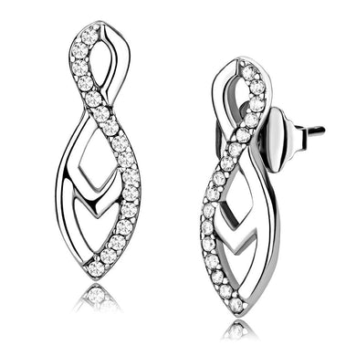 Womens Earrings High Polished Silver (No Plating) Stainless Steel with AAA Grade CZ - Jewelry Store by Erik Rayo