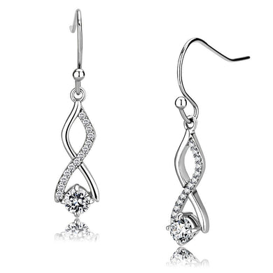 Womens Earrings High Polished Silver (No Plating) Stainless Steel with AAA Grade CZ - Jewelry Store by Erik Rayo