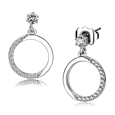 Womens Earrings High Polished Silver (No Plating) Stainless Steel with AAA Grade CZ - Jewelry Store by Erik Rayo