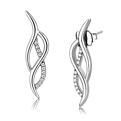 Womens Earrings High Polished Silver (No Plating) Stainless Steel with AAA Grade CZ - Jewelry Store by Erik Rayo