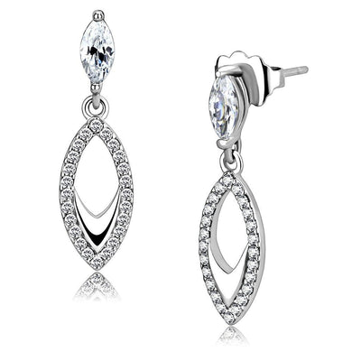 Womens Earrings High Polished Silver (No Plating) Stainless Steel with AAA Grade CZ - Jewelry Store by Erik Rayo