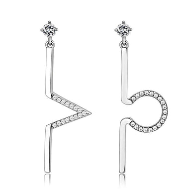 Womens Earrings High Polished Silver (No Plating) Stainless Steel with AAA Grade CZ - Jewelry Store by Erik Rayo