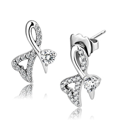 Womens Earrings High Polished Silver (No Plating) Stainless Steel with AAA Grade CZ - Jewelry Store by Erik Rayo